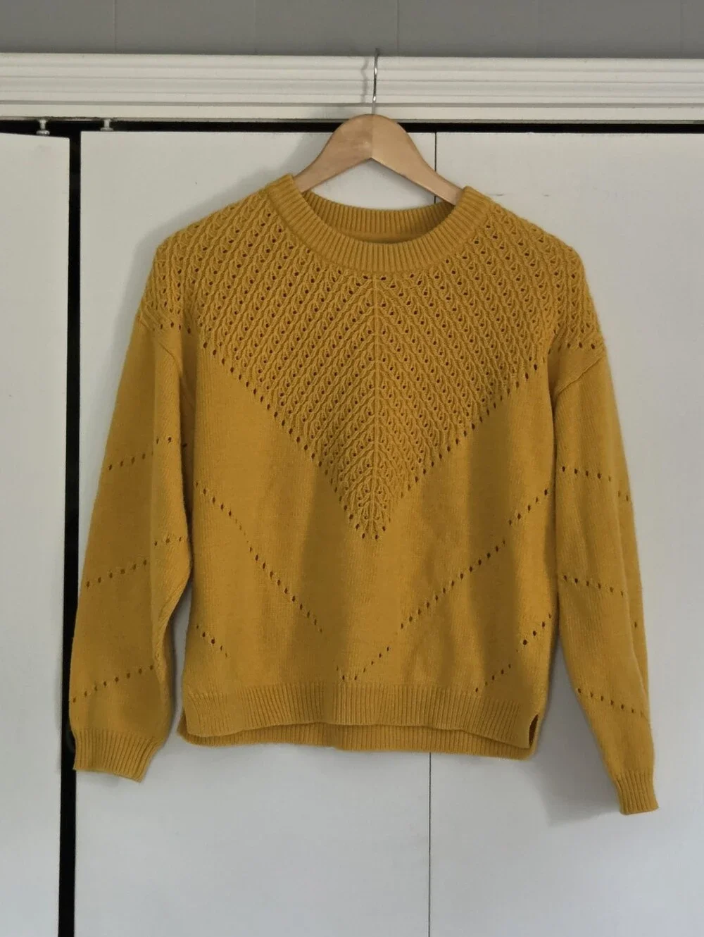 Marine Layer Eyelet Chevron Sweater in Mustard